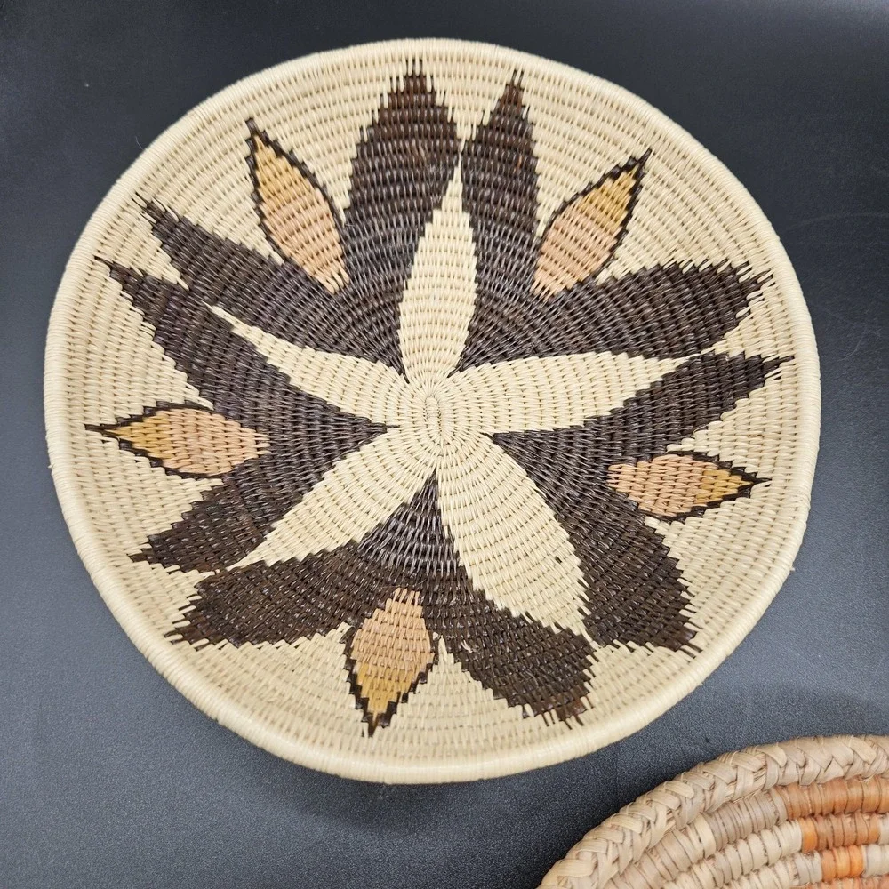 Southwestern Native American Style Woven Coil Baskets Bowls Boho Small Lot of 3